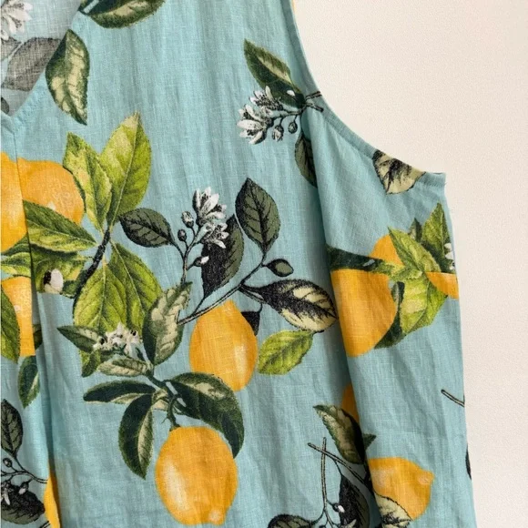 J Jill Love Linen 100% Linen Lemon Print Dress Sz XL - Picture 4 of 8